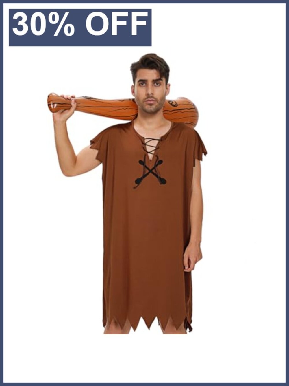 Men's Halloween Costume Stone Age Caveman Outfit with Inflatable Stick Cosplay